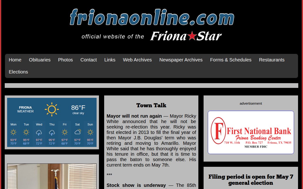 Friona Star Parmer County crime news archive interface